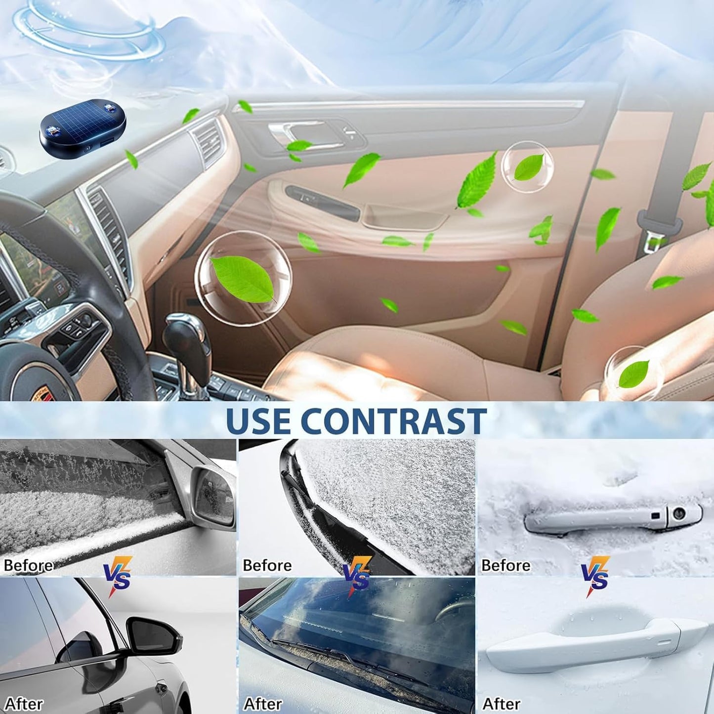 4pcs AntiFreeze Electromagnetic Car Snow Removal Device, Solar Electromagnetic Car Snow Removal Device, Portable Ca r Defroster,Fast and Efficient Vehicle Microwave Deicing Instrument for Ice Scraping