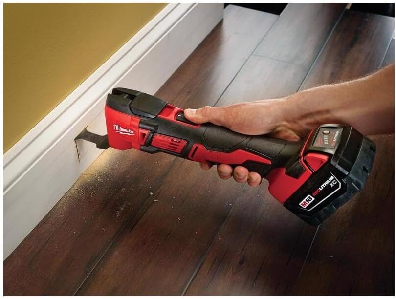 Milwaukee 2626-20 M18 18V Lithium Ion Cordless 18,000 OPM Orbiting Multi Tool with Woodcutting Blades and Sanding Pad with Sheets Included (Battery Not Included, Power Tool Only)