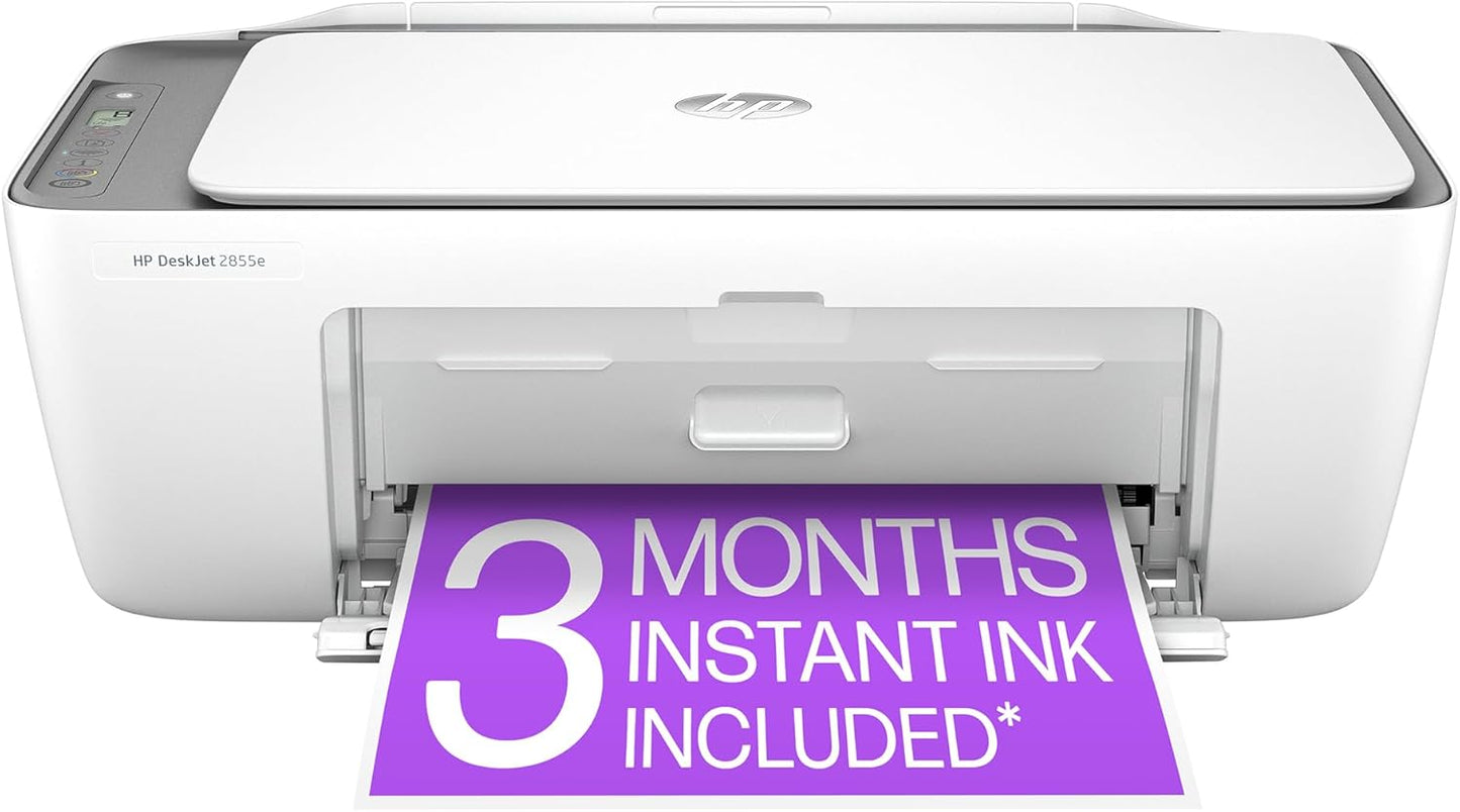HP DeskJet 2855e Wireless All-in-One Color Inkjet Printer, Scanner, Copier, Best-for-home, 3 month Instant Ink trial included, AI-enabled (588S5A)