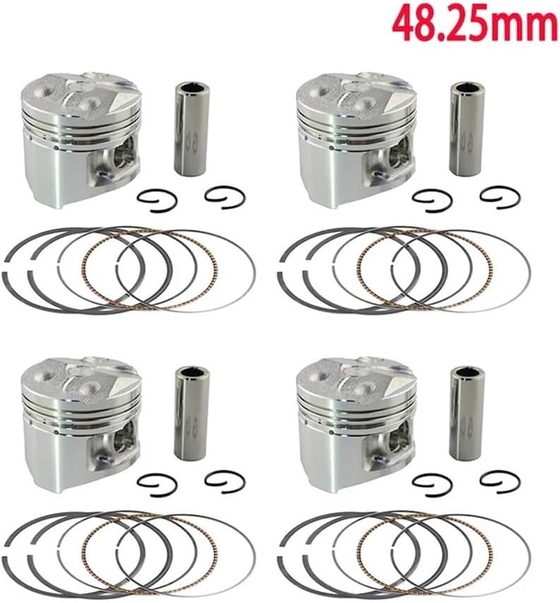 For FZ250 FZR250 1HX Motorcycle Engine Parts STD +25 +50 Cylinder Bore Size 48 48.25 48.50 mm Piston & Rings & Clips Spare parts(4 Sets 48.25mm)