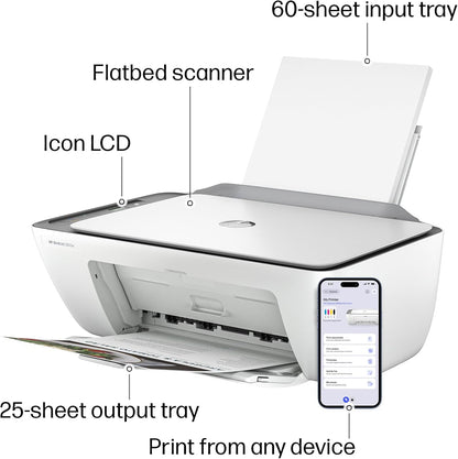 HP DeskJet 2855e Wireless All-in-One Color Inkjet Printer, Scanner, Copier, Best-for-home, 3 month Instant Ink trial included, AI-enabled (588S5A)