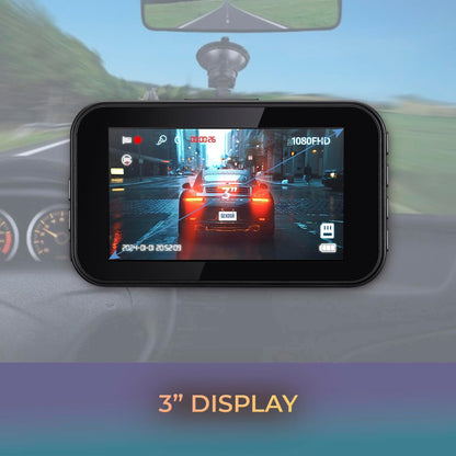Orbit D111 1080P Full HD Dash Cam with 3" Display, G-Sensor, Loop Recording, 140° Wide-Angle Lens, Supports up to 64GB MicroSD, Compact Design