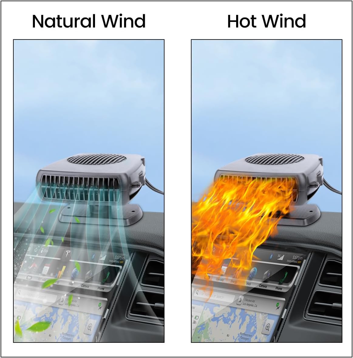 Car Heater, Portable Electronic Auto Fan Heater 12V 200W 2 in 1 Heating/Cooling Function Fast Heating Car Defrost Defogger For All 12V Car