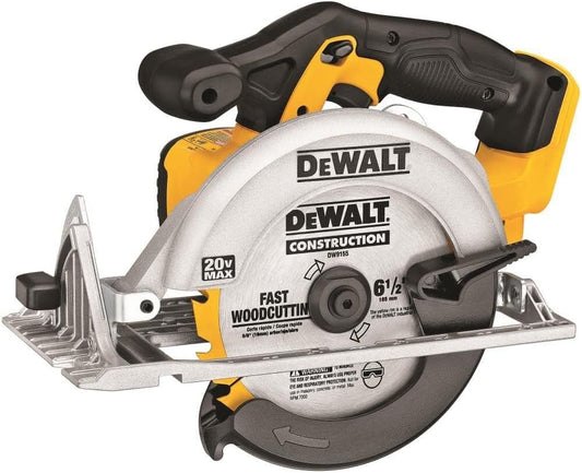 DEWALT 20V MAX Circular Saw, Cordless Sidewinder Style Portable, 6-1/2-Inch Blade, 5150 RPM, 0-50 Degree Bevel Capability, Battery Not Included (DCS391B)