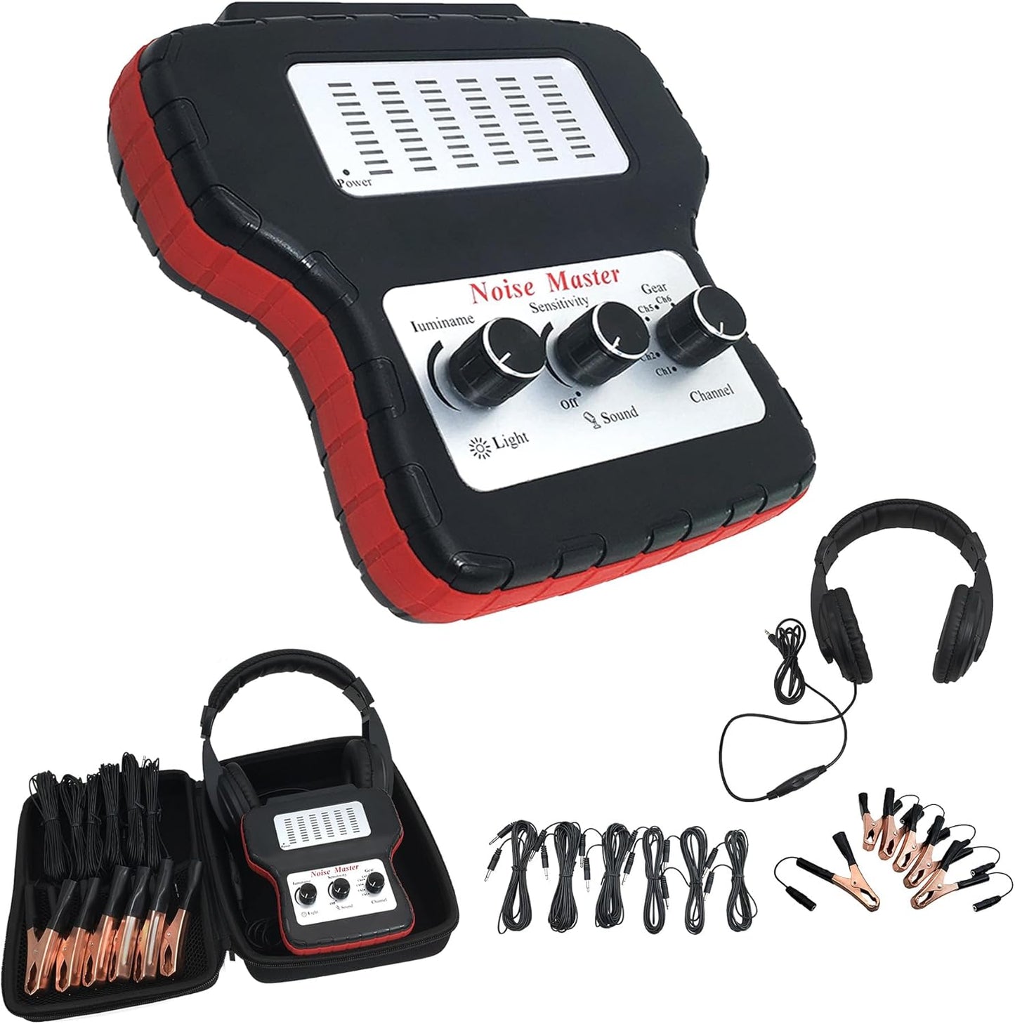 Shkalacar Chassis Ears Automotive Electronic Stethoscope, Mechanic Stethoscope Car Engine Noise Detector with Headphones, Multi-Channel Sensitivity Diagnostic with Extension Cables & Handbag