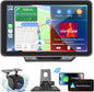 Portable Carplay Screen for Car, 7" Wireless Carplay & Android Auto with Bluetooth, HD Backup Camera, GPS Navigation, Siri, FM, AUX, Mirror Link for All Vehicles