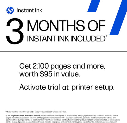 HP DeskJet 2855e Wireless All-in-One Color Inkjet Printer, Scanner, Copier, Best-for-home, 3 month Instant Ink trial included, AI-enabled (588S5A)