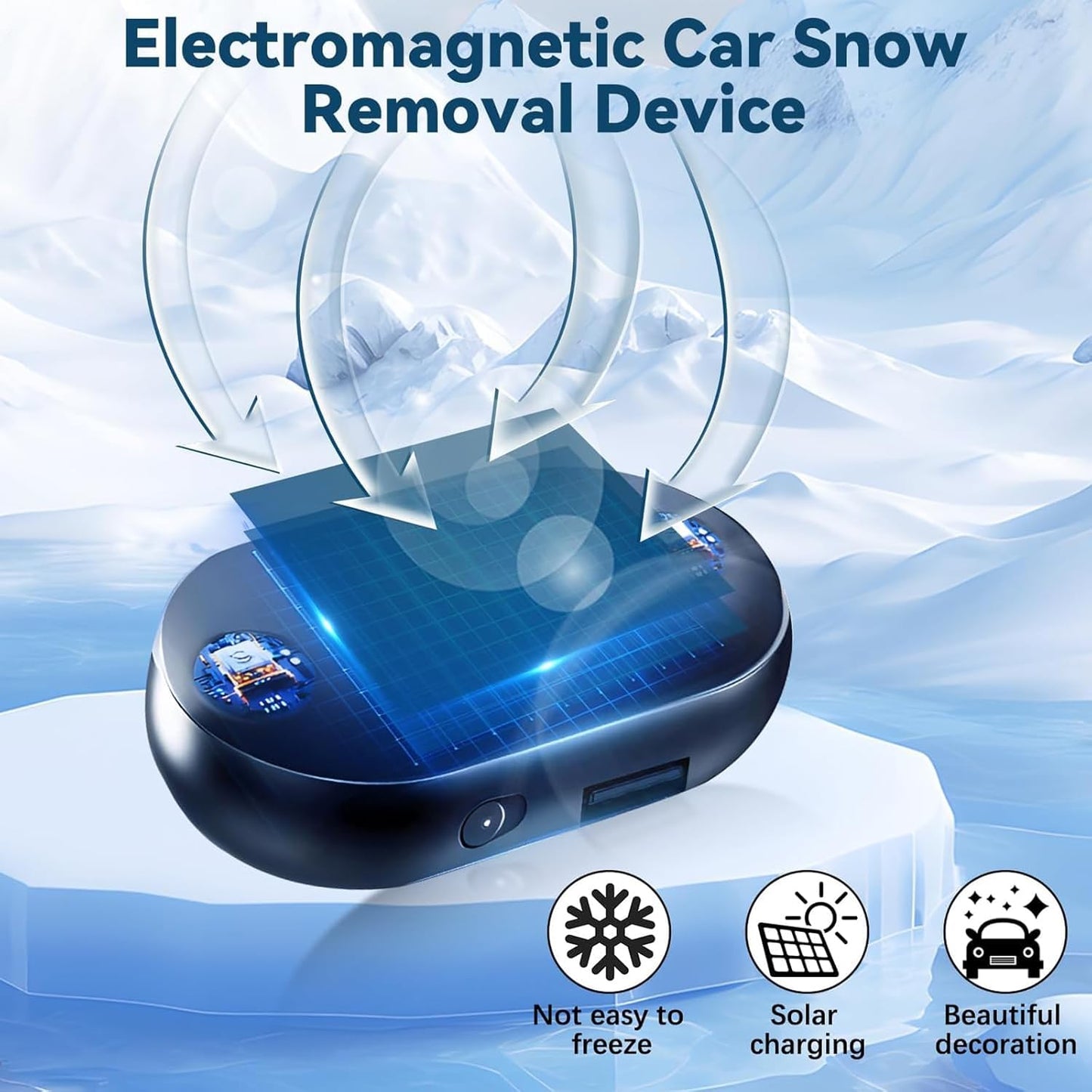 4pcs AntiFreeze Electromagnetic Car Snow Removal Device, Solar Electromagnetic Car Snow Removal Device, Portable Ca r Defroster,Fast and Efficient Vehicle Microwave Deicing Instrument for Ice Scraping