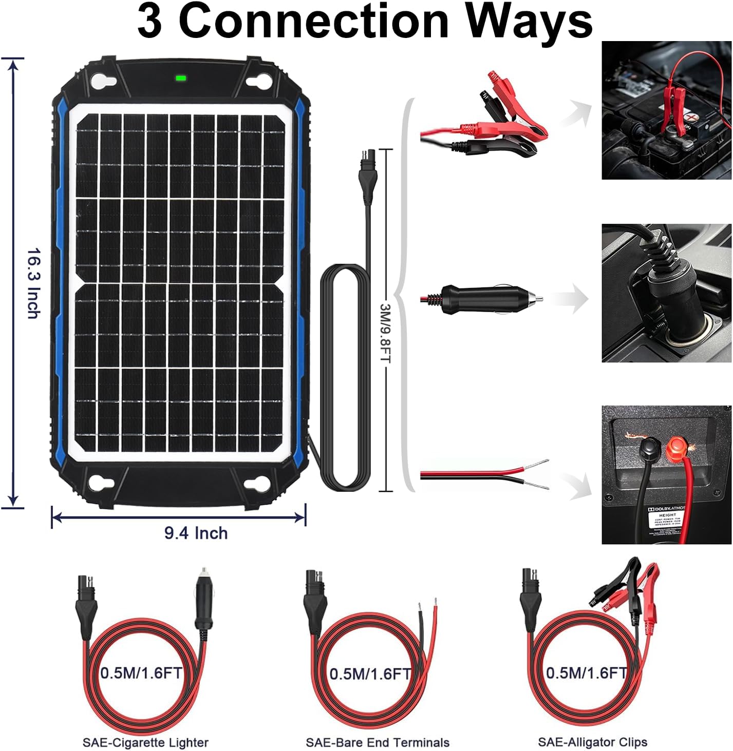 UNER POWER Waterproof 12W 12V Solar Battery Charger & Maintainer Pro, Built-in UltraSmart MPPT Charge Controller, 12 Volt Solar Panel Trickle Charging Kits for Car Automotive Boat Marine RV Trailer