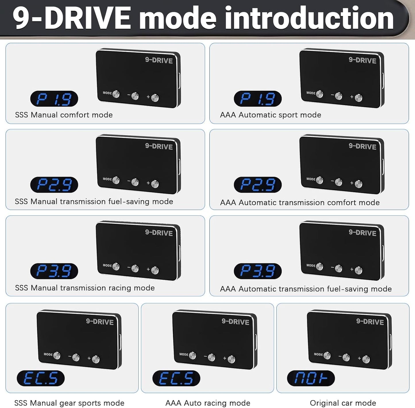 Throttle Response Controller 9 Drive Mode, 9 Drive Throttle Controller Automotive Electronic Acceleration Controller Compatible with Dodge Challenger Ram Cherokee KK Wrangler JK Maserati Ghibli