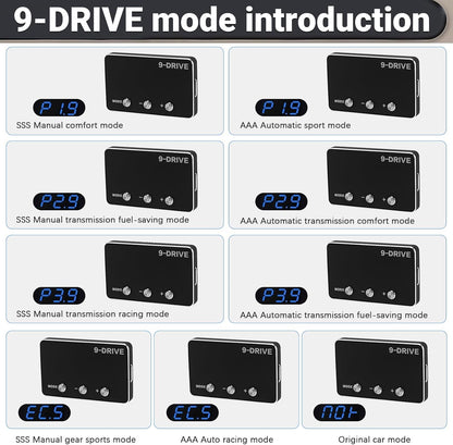 Throttle Response Controller 9 Drive Mode, 9 Drive Throttle Controller Automotive Electronic Acceleration Controller Compatible with Dodge Challenger Ram Cherokee KK Wrangler JK Maserati Ghibli