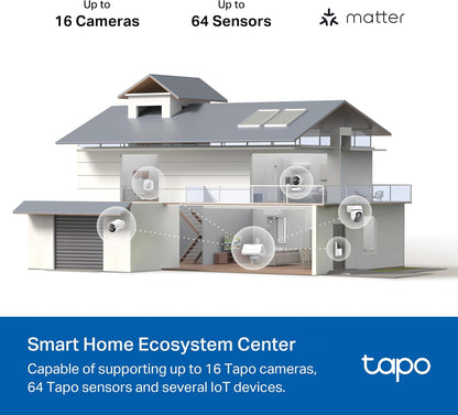 Tapo Smart Home Central Hub for Smart Devices – Connect up to 16 Our Cameras & 64 Sub-G Sensors, Built-in 16GB Storage + 2.5'' SATA Expandable Storage Option, Improves Camera AI Accuracy – Tapo H500