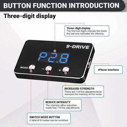 Throttle Response Controller 9 Drive Mode, 9 Drive Throttle Controller Automotive Electronic Acceleration Controller Compatible with Dodge Challenger Ram Cherokee KK Wrangler JK Maserati Ghibli