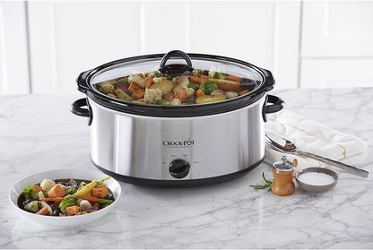 Crock-Pot 7 Quart Oval Manual Slow Cooker, Stainless Steel (SCV700-S-BR), Versatile Cookware for Large Families or Entertaining