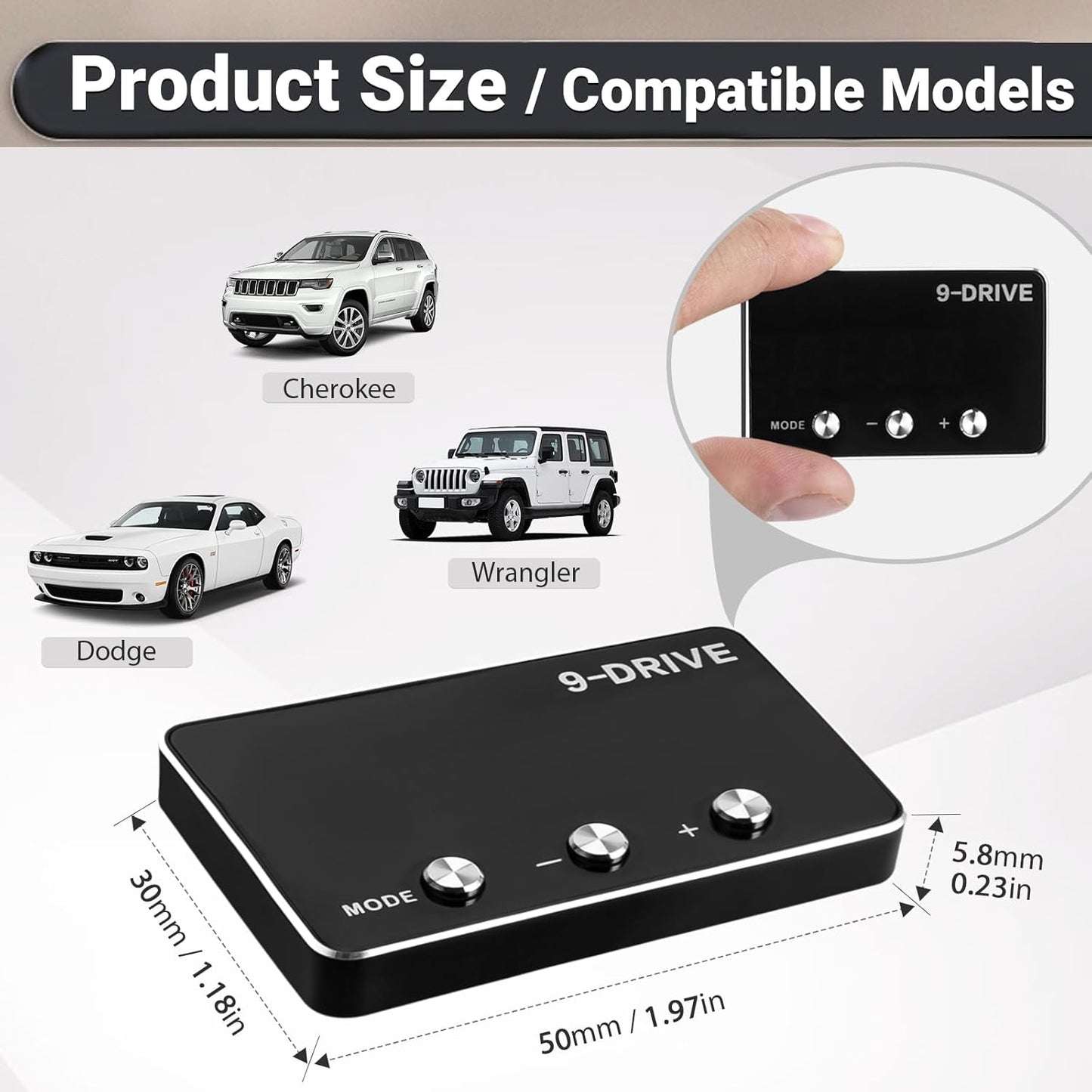 Throttle Response Controller 9 Drive Mode, 9 Drive Throttle Controller Automotive Electronic Acceleration Controller Compatible with Dodge Challenger Ram Cherokee KK Wrangler JK Maserati Ghibli