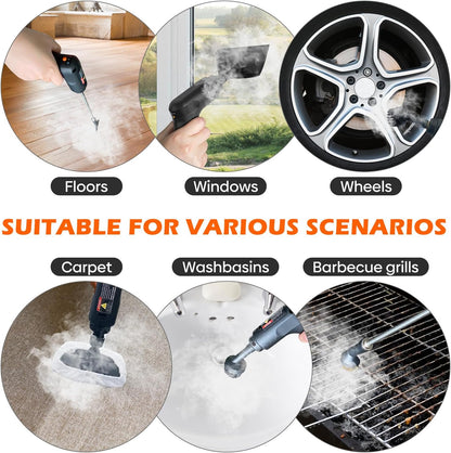 Steam Cleaner for Home & Car-Portable Handheld Steamer for Cleaning with 3-Level Handle, 15s Heat-Up, Large Tank, 16 Accessories - Clean Grease, Grout, Tile, Floor, Couch, Dirt, Furniture
