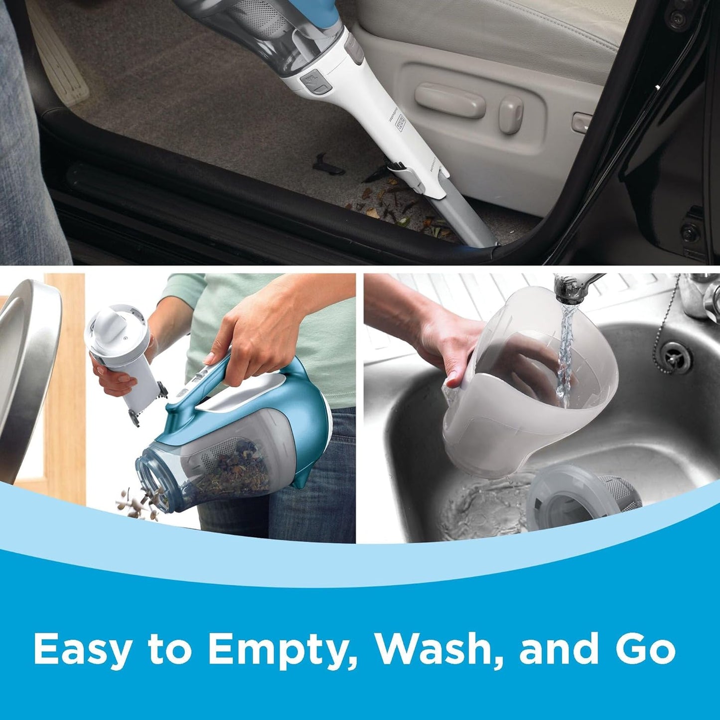 BLACK+DECKER dustbuster AdvancedClean Cordless Handheld Vacuum, Compact Home and Car Vacuum with Crevice Tool