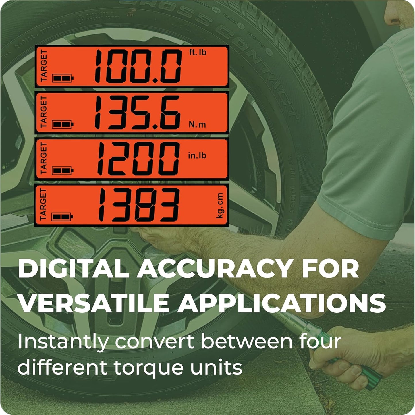 Digital Torque Wrench - 1/2" Drive (25-250 ft-lb) Precision Torque Tool - Electronic Scale & Click-Style Design, Mechanic's Tool for Automotive, Motorcycle, & Bike Maintenance
