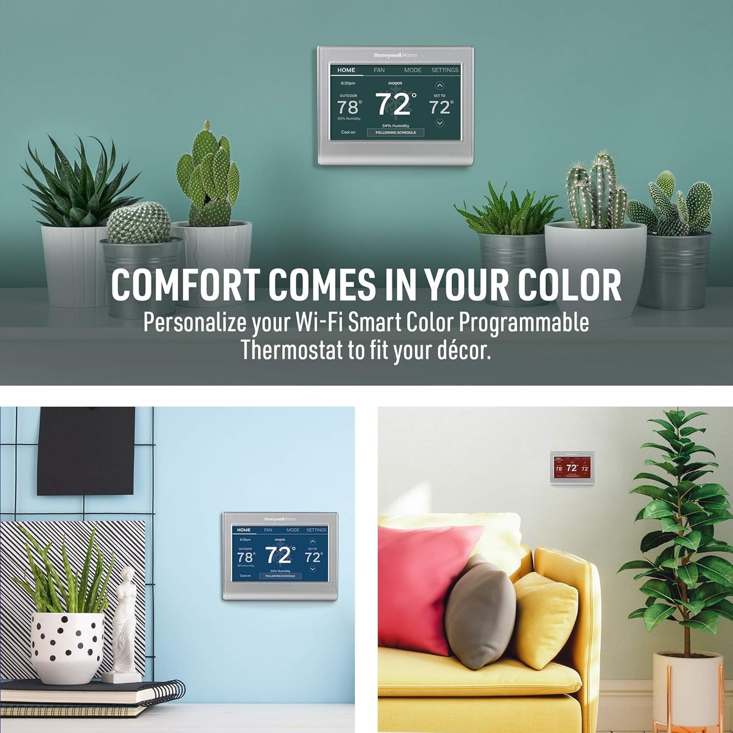 Honeywell Home RTH9585WF1004 Wi-Fi Smart Color Thermostat, 7 Day Programmable, Touch Screen, Energy Star, Alexa Ready, Gray