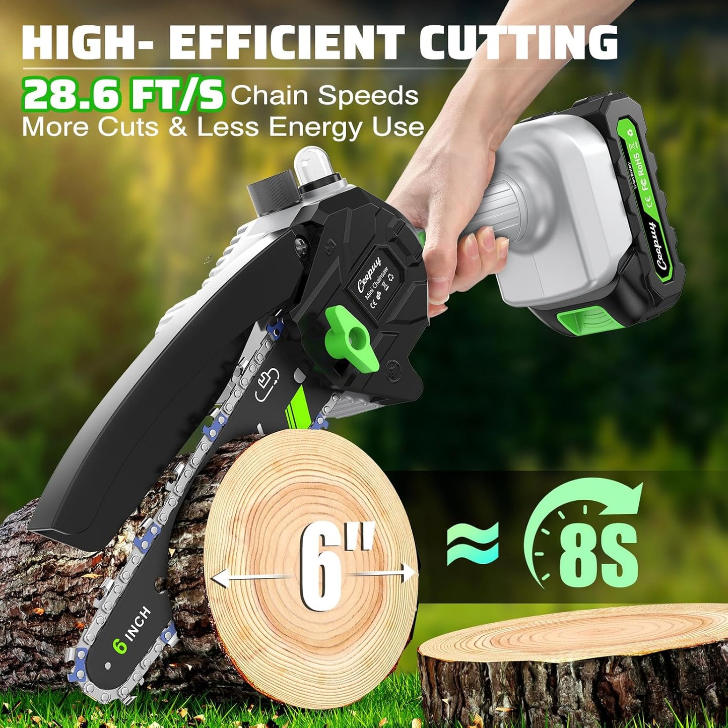 Mini Chainsaw Cordless,6 Inch Portable Electric Chainsaw with Automatic Oiler/Security Lock/Battery Powered Small Handheld Saw for Trees Branches Trimming,Wood Cutting, Gifts for Men Women