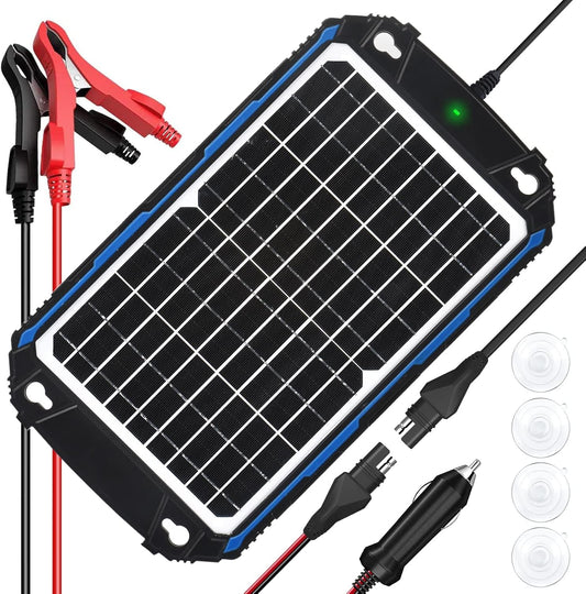 UNER POWER Waterproof 12W 12V Solar Battery Charger & Maintainer Pro, Built-in UltraSmart MPPT Charge Controller, 12 Volt Solar Panel Trickle Charging Kits for Car Automotive Boat Marine RV Trailer